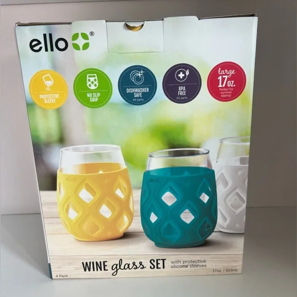 Ello Cru Wine Glass Set with Silicone Sleeves - Picture 3 of 3